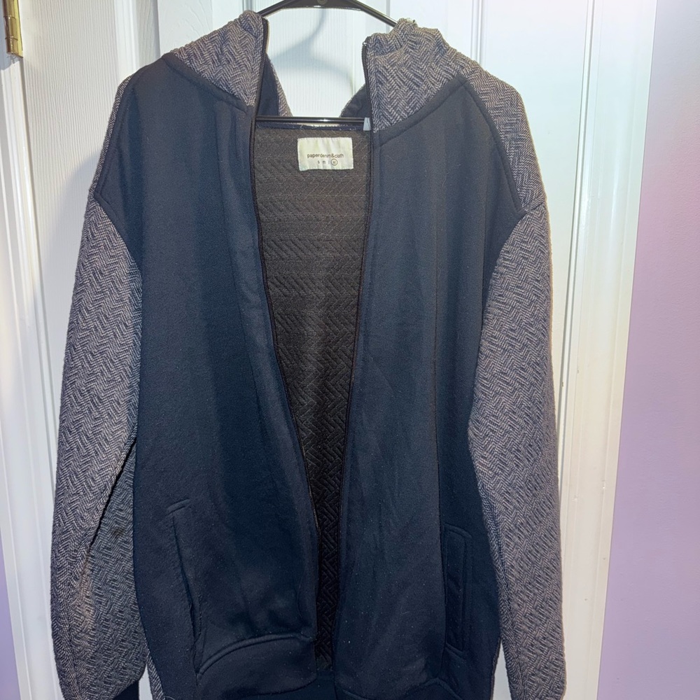 Paper Denim & Cloth Blue and Gray Zip hoodie
